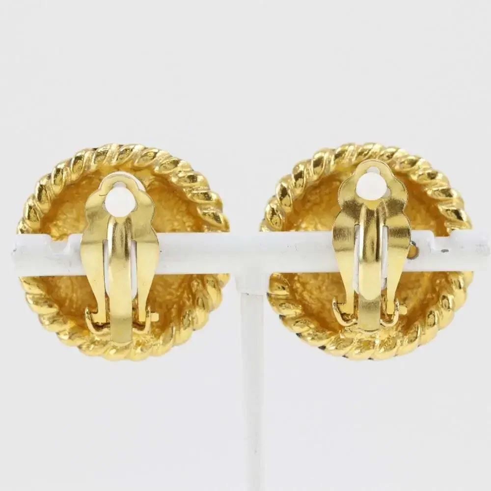 CHANEL Vintage Gold Logo Earrings